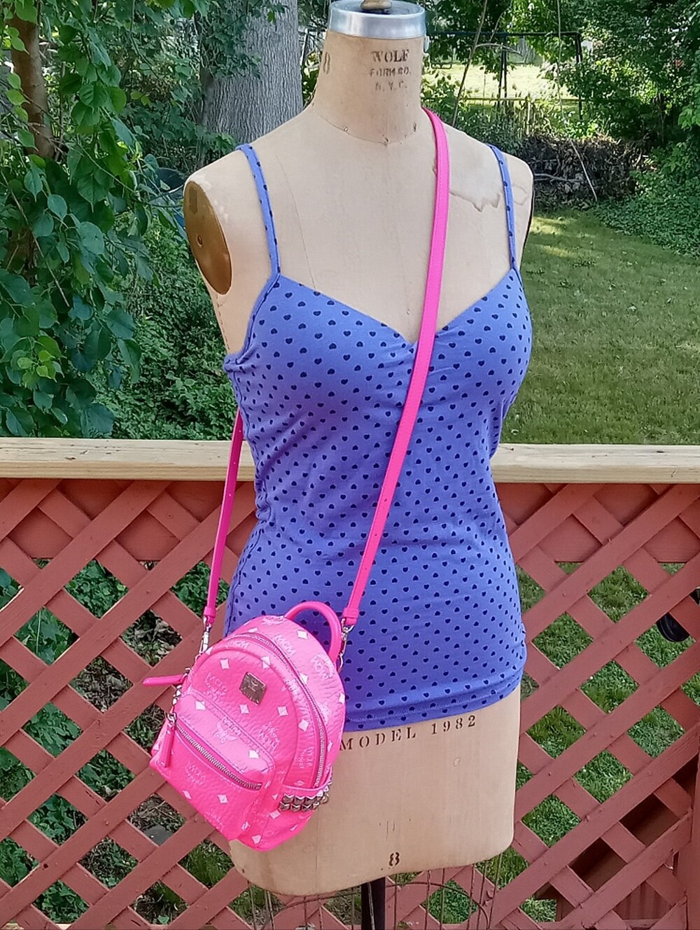 RARE Authentic MCM Neon Pink Mini backpack Crossbody bag
